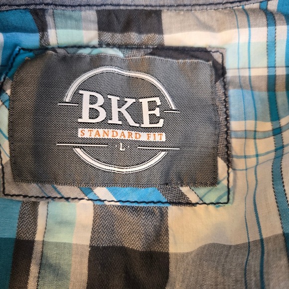 BKE Shirt Mens Large Blue White Plaid Western Pearl Snap Long Sleeve‎ Standard - Picture 7 of 9